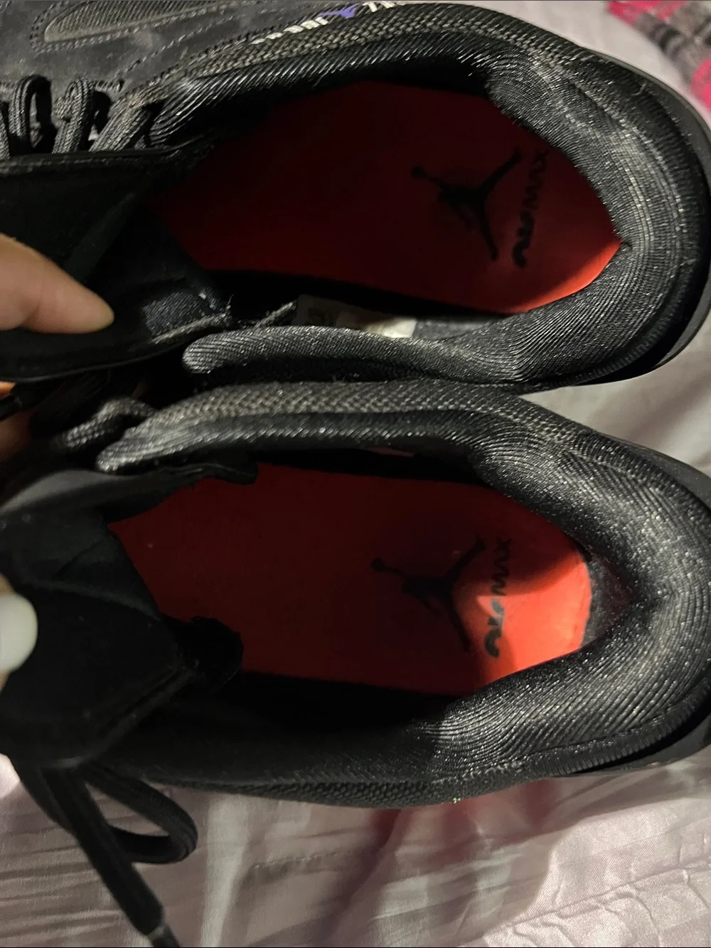 Jordan Black Sneakers with Red Interior Accent